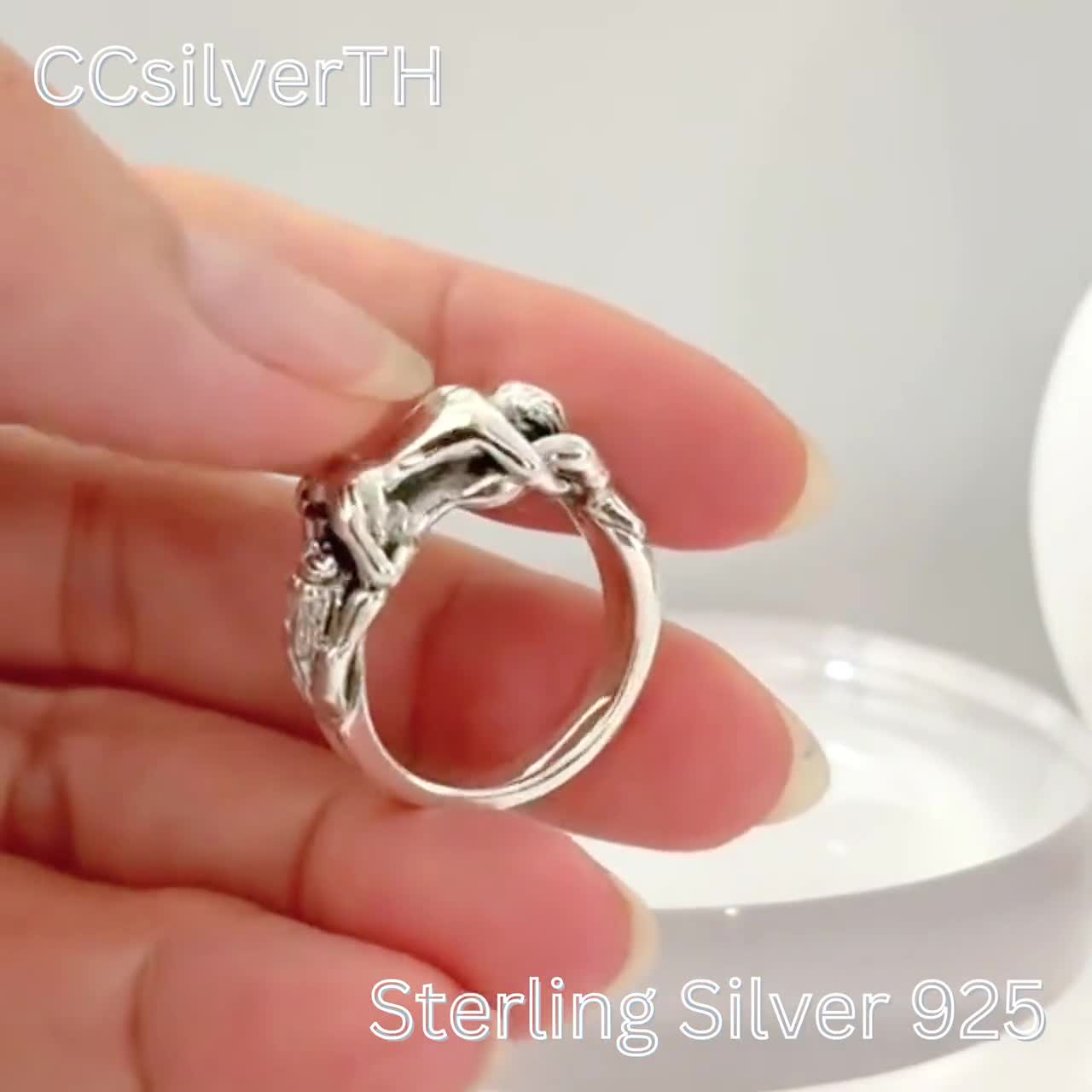 3D Erotic Ring, Sterling Silver 925, Kama Sutra Pose 69 Ring, Sexy 