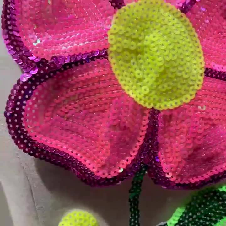 Buy Large Pink Sequin Flower Applique, Sew on Patch for Denim  Jackets,clothing or Bags Online in India 