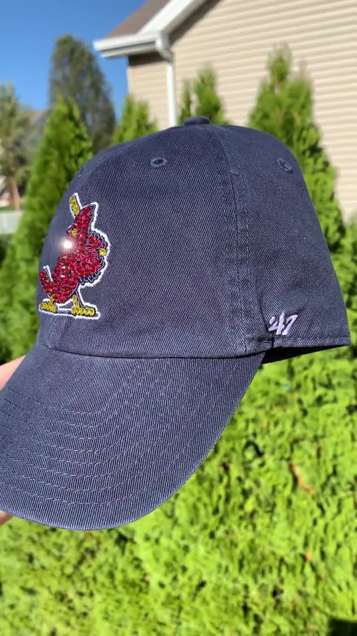 Navy STL Cardinals Bird Bling Hat Austrian Crystals 