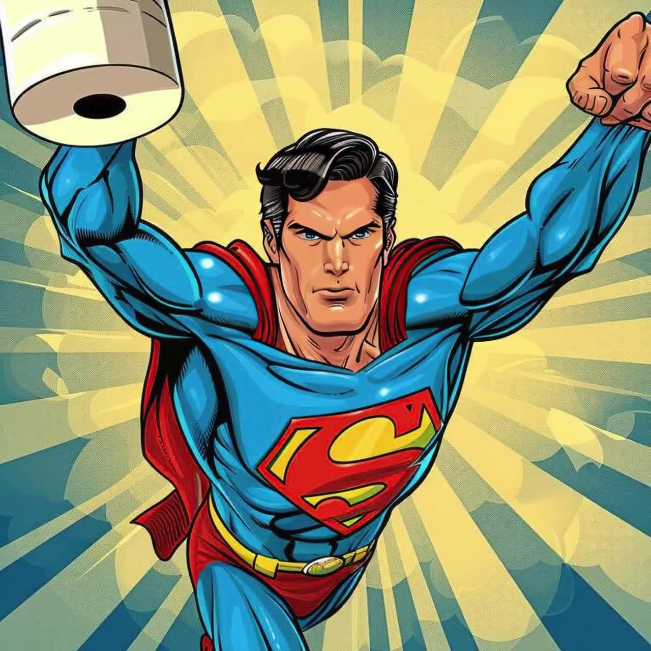 Funny Superhero Toilet Paper Bathroom Art Print (digital Download