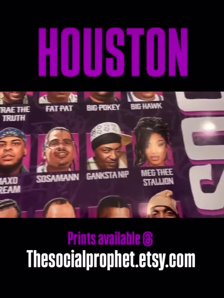 Houston Rap Legends Poster: DJ Screw, UGK, Scarface - Hip Hop Art