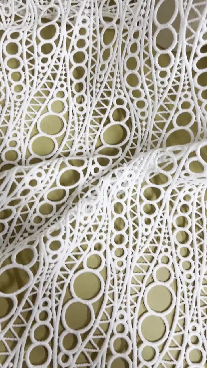 Venice Guipure Lace Fabric in Off white, Unique Hollow out Crochet fabric  for Bridal Dress, Houte Couture, By 1 yard