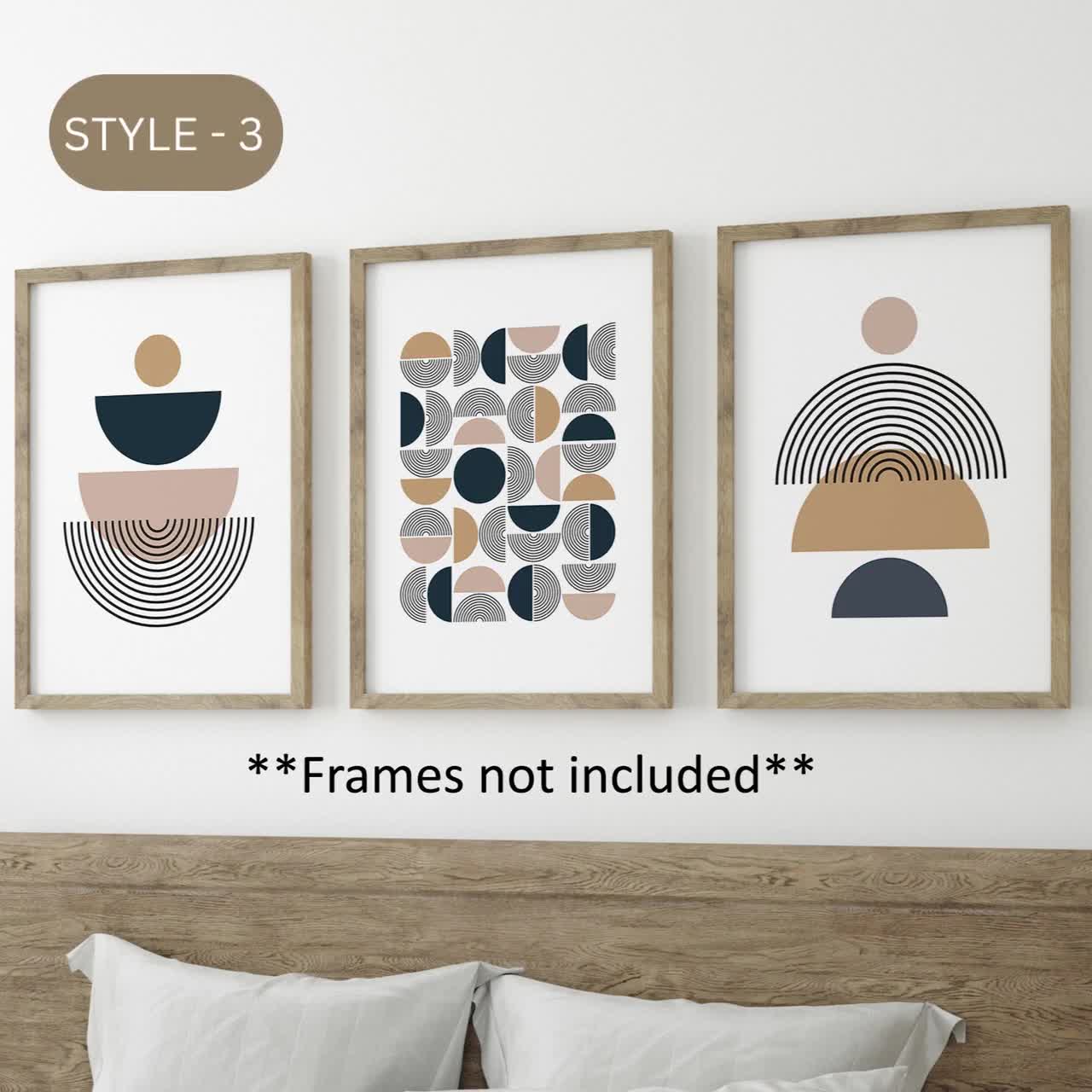 Geometric Set of 3 Unframed Wall Print Abstract Geometric 