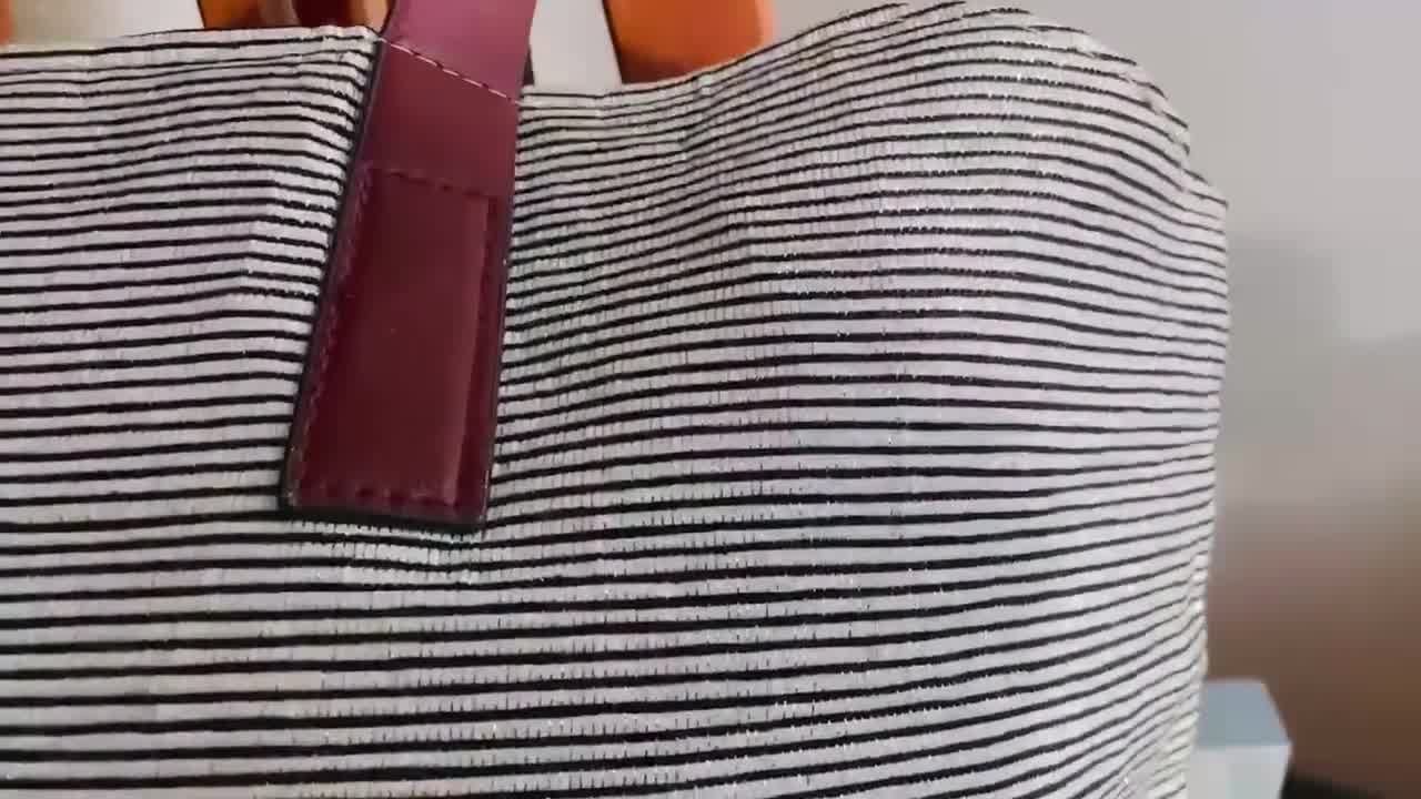 ストライプ柄コンピュータートートバッグ、XXXL 特大サイズ シルバーブラック 軽量 — Moshi プレミアム品質 video poster