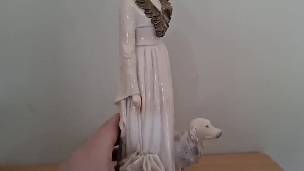 Vintage B. Merli Lady Figurine With Dog – Capodimonte Style Resin