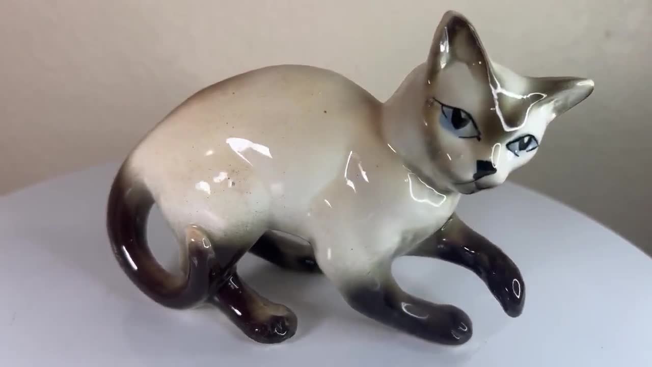1950年代の大型6インチ陶器製シャム猫の置物 - Etsy 日本