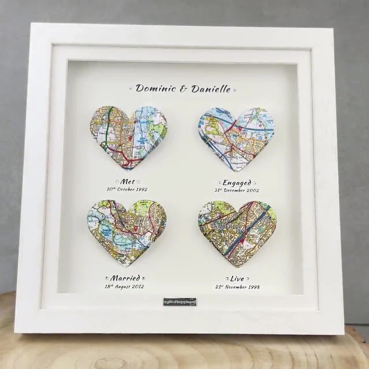 Our First Date Valentines Day Heart Map Plaque Couples Gift For Her Pe –  Greatest Custom