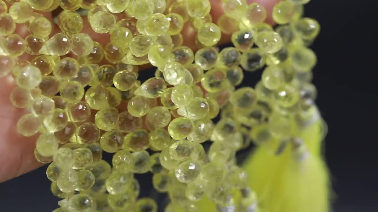 レモンクォーツファセットティアドロップビーズ、天然レモンクォーツ