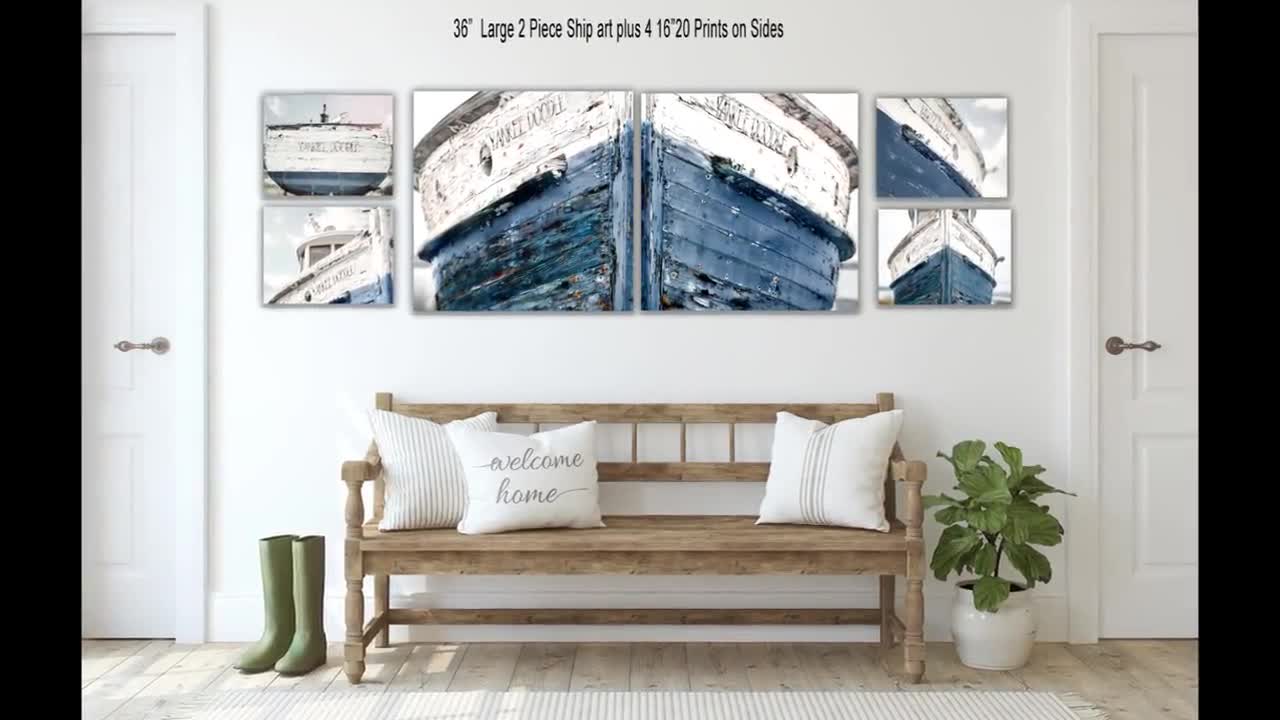 Nautical Decor, Beach Wall Art, Lakehouse, Coastal, Aqua, Ship, Wooden  Boat, Christmas, Fathers Day, Personalize Gift Mom 