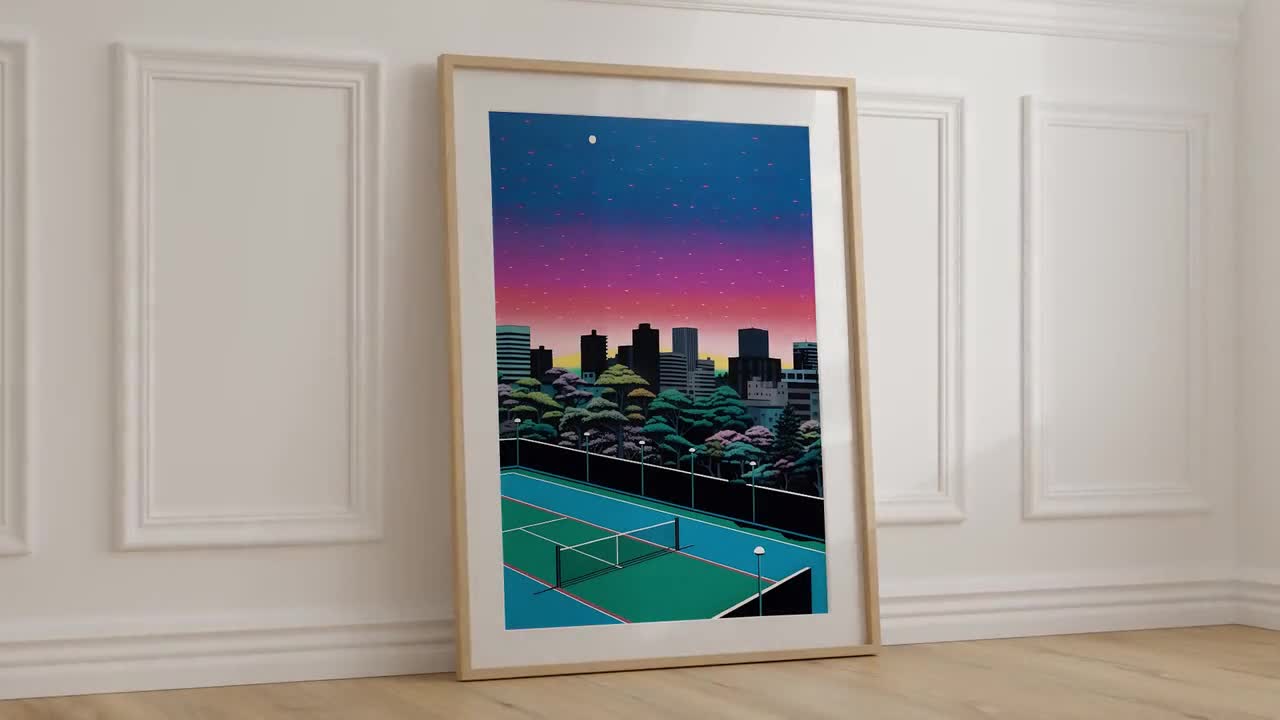 Hiroshi Nagai Tennis Court in Tokyo Print, Authentic Hiroshi Nagai Urban  Artwork, Modern Japanese Sports, Vintage Tokyo Tennis Court Design