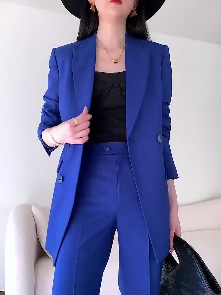 Royal Blue Pantsuit Formal for Tall Women, Blue 3-piece Pantsuit