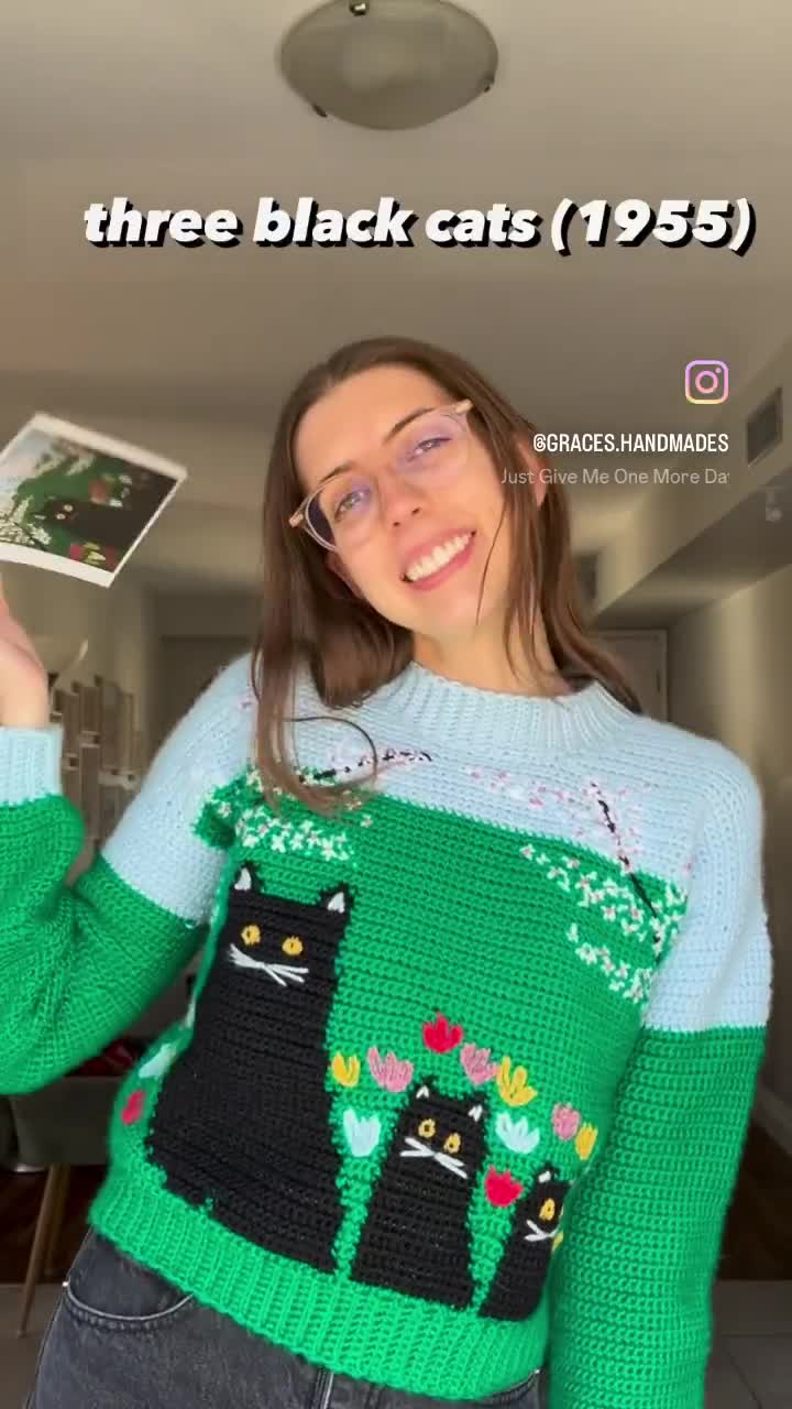 Maud Lewis Crochet Sweater Pattern Collection (oxen in Spring