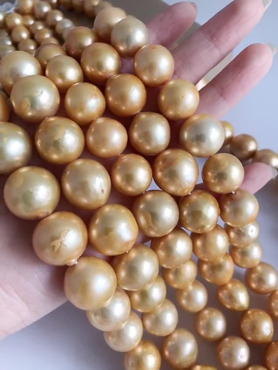 780pcs 5 Sizes Golden Pearl Beads No Holes Elegant Luster, Pearls