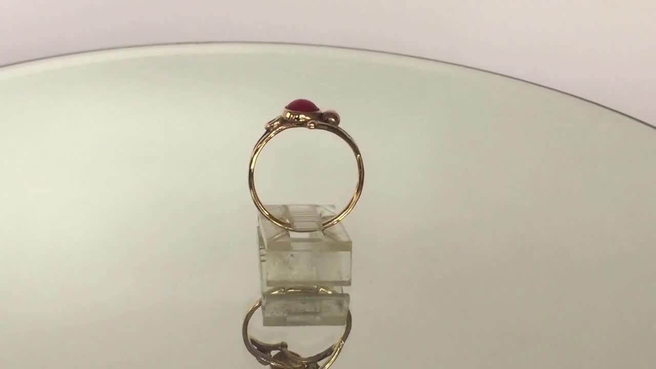 Red Coral Ring 14kt Yellow Gold - Etsy