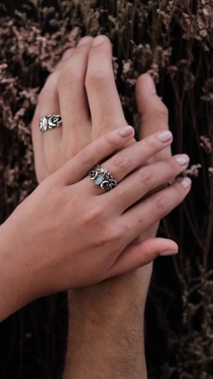 Triple Moon | Moonstone Ring Soma | BlackTreeLab 5 US