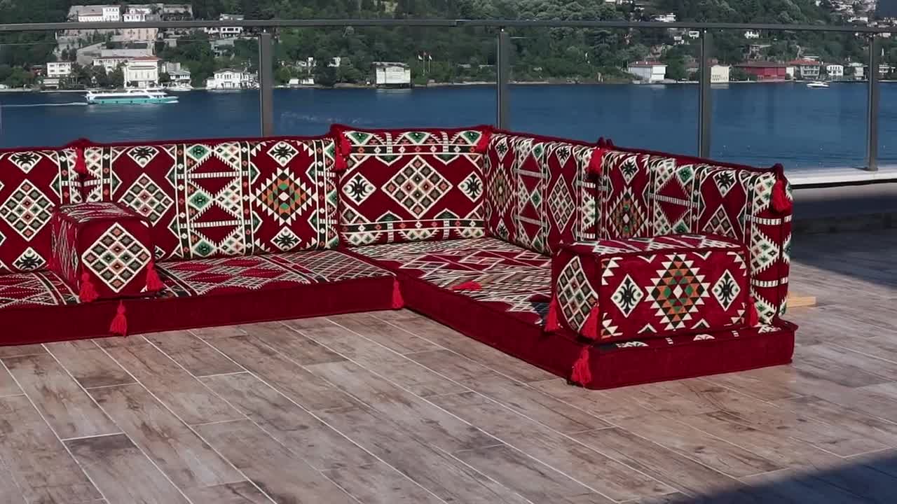 4 divano arabo singolo di spessore, cuscino francese, regalo di  inaugurazione della casa, panche interne, tappeto Kilim turco, cuscini di  seduta turchi -  Italia