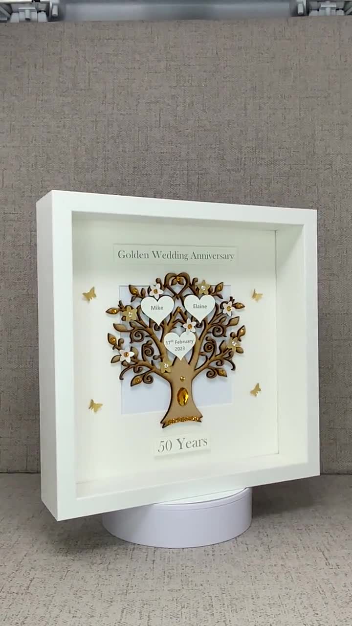  Gifts for Inlaws That Have Everything Family Picture Frame  Collages 50th Wedding Bithday Anniversary Parents Golden Wedding 50 Years  Grandparent Marriage Gold Willow Family Tree Grandma : Handmade Products