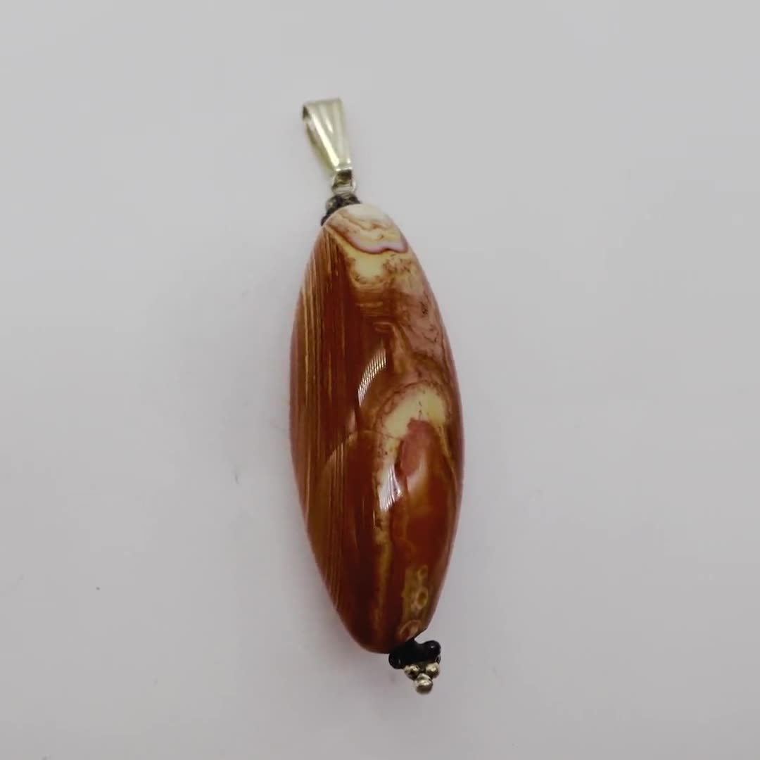 カーネリアン マーキス ペンダント | 長さ 2 1/4 インチ | 40 x 16 mm