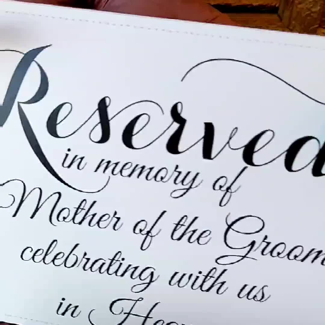 Father of the Bride Memorial Sign Reserved In Memory Of Celebrating With Us  In Heaven Seat Banner Wedding Chair Sign 5138FB