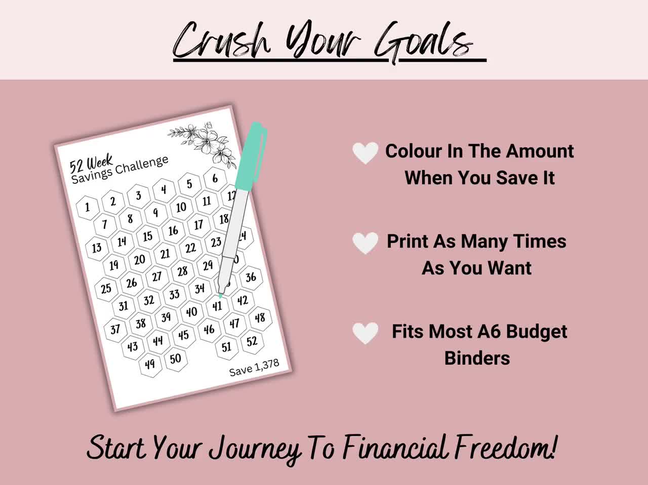 10K Savings Challenge in a Year, Money Saving Challenge Printable