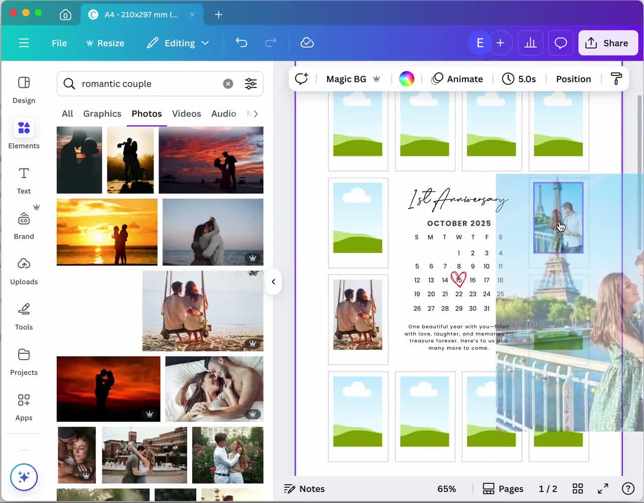 Personalized Anniversary Polaroid Photo Collage, Canva Template (Digital Download) video poster