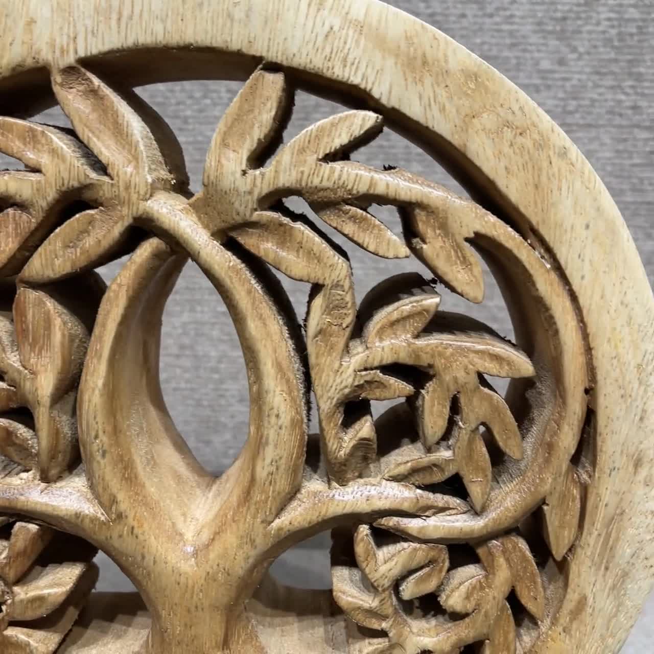 Decozen Home Decor Handmade Wooden Sculpture in Tree of Life Acacia Wood 