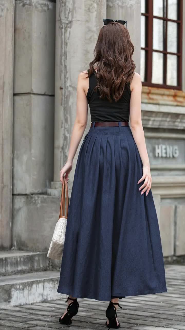 long denim skirts and dresses 100% Cotton Light Wash Maxi Denim Skirt - All Bottoms