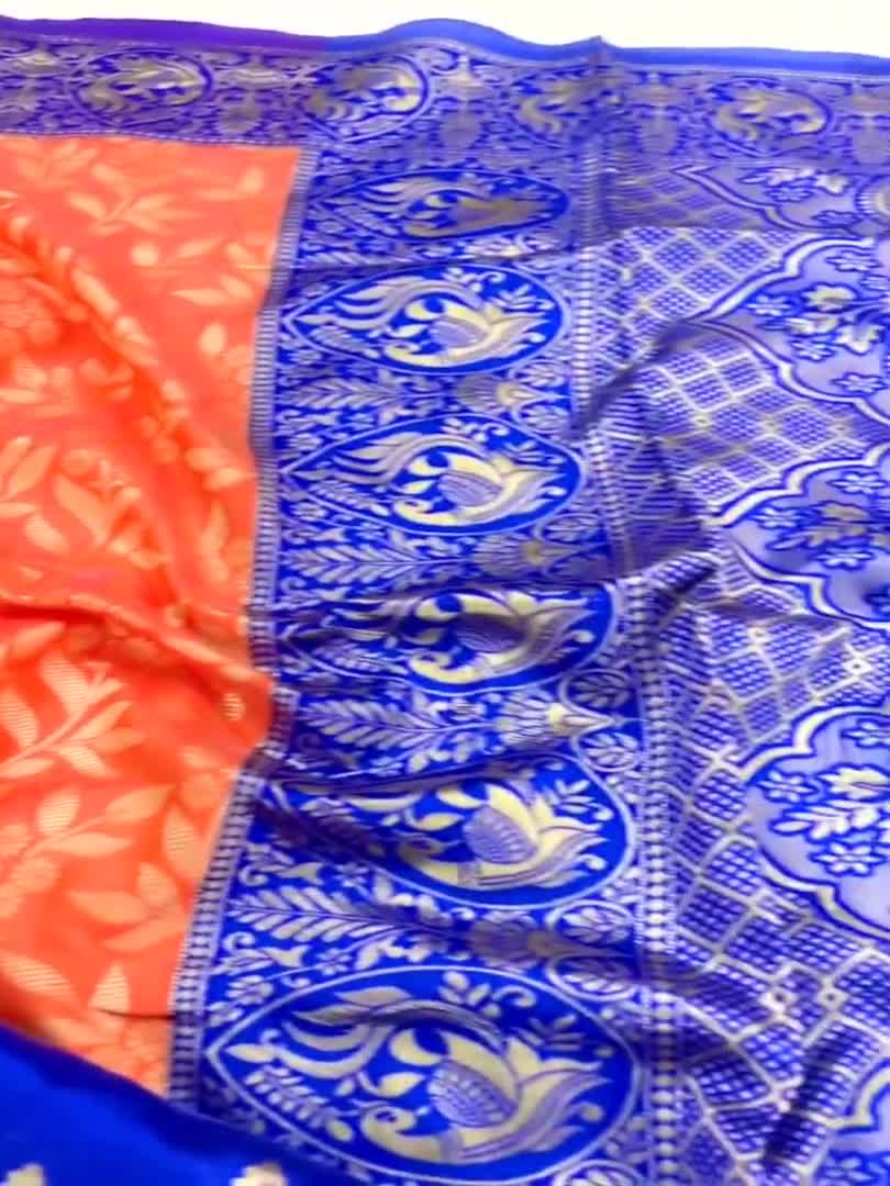 Women's Gorgeous Orange Soft silk saree dvz0002661 