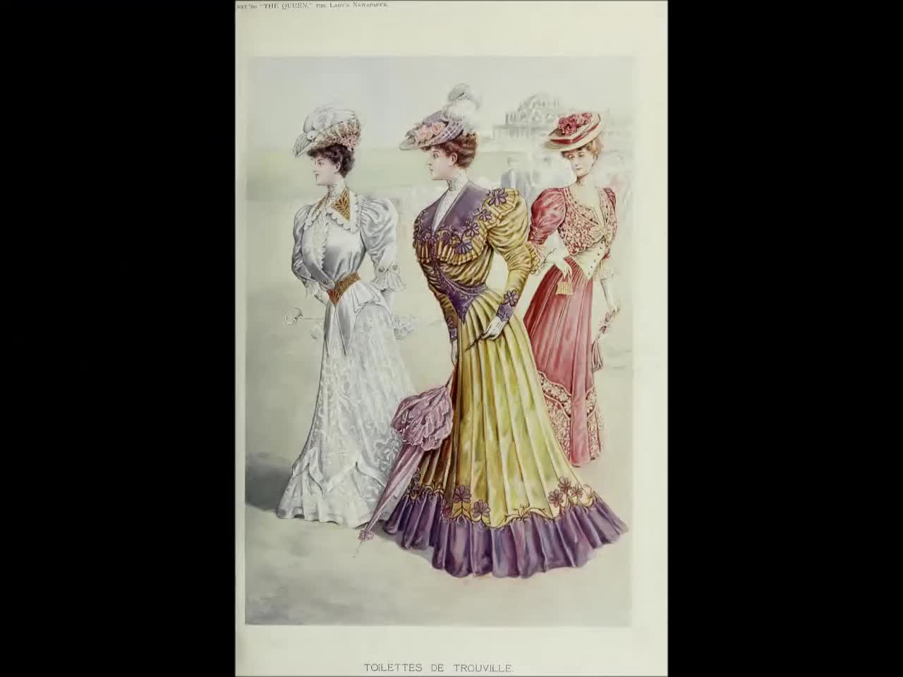 1877年発行のヴィクトリア朝ファッション誌：アンティーク衣装デザイン