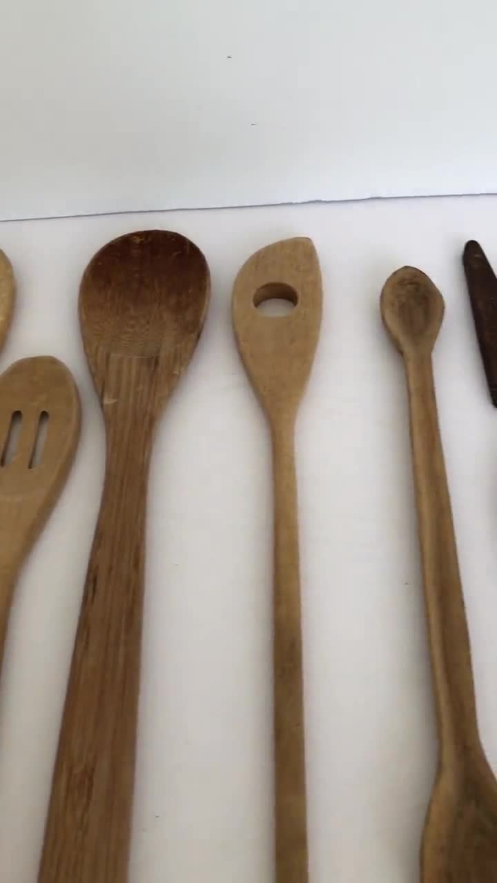 D) Wooden Spoons for Cooking - Kitchen Utensils Vintage Set of 6 or 1