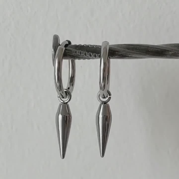 Orecchini A Cerchio Pendenti In Acciaio Inox – Gioielli Geometrici Unisex Per Cartilagine, Trago, Elica – Stile Punk - 3