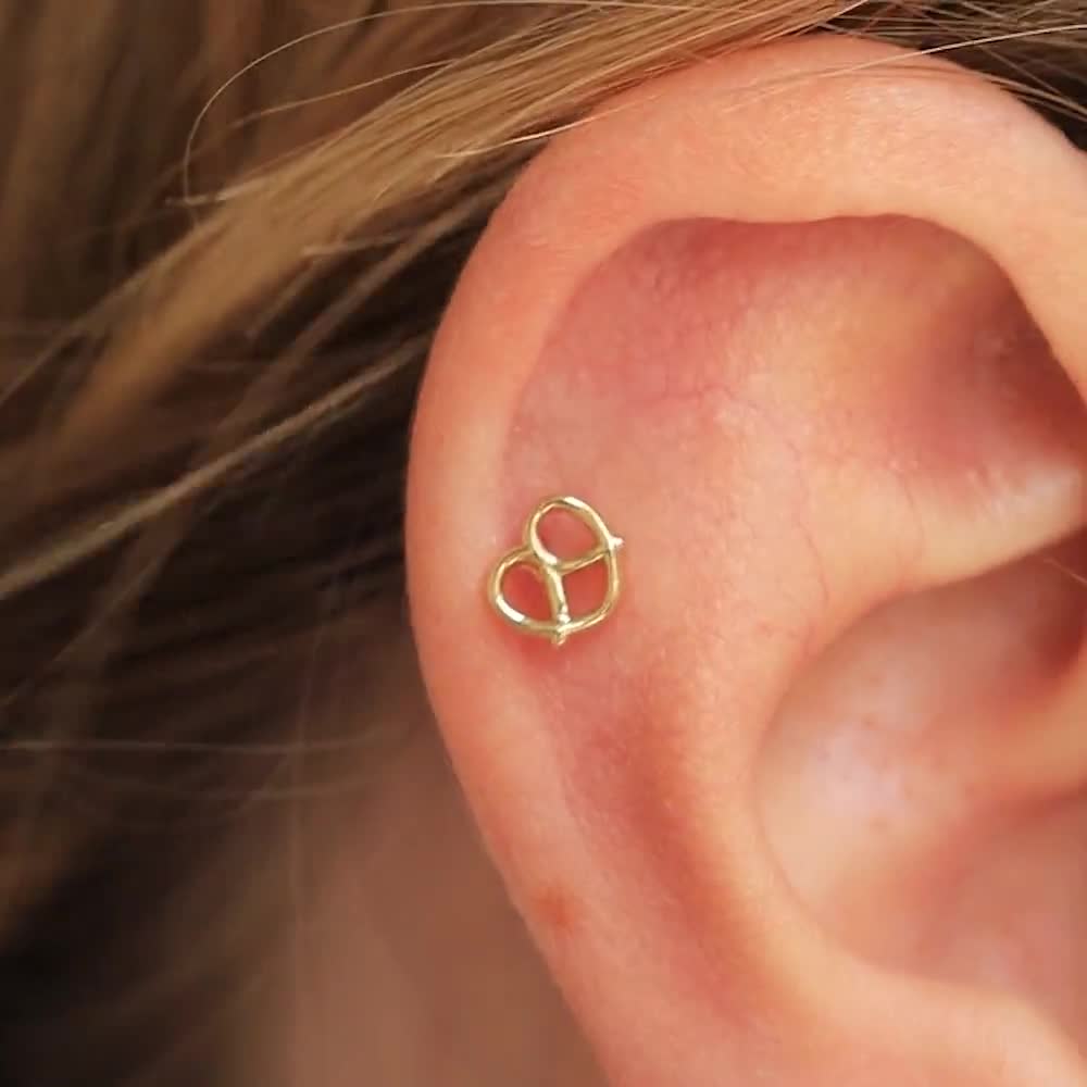 14K Solid Gold Cat Piercing - Tiny Cat Stud Earrings