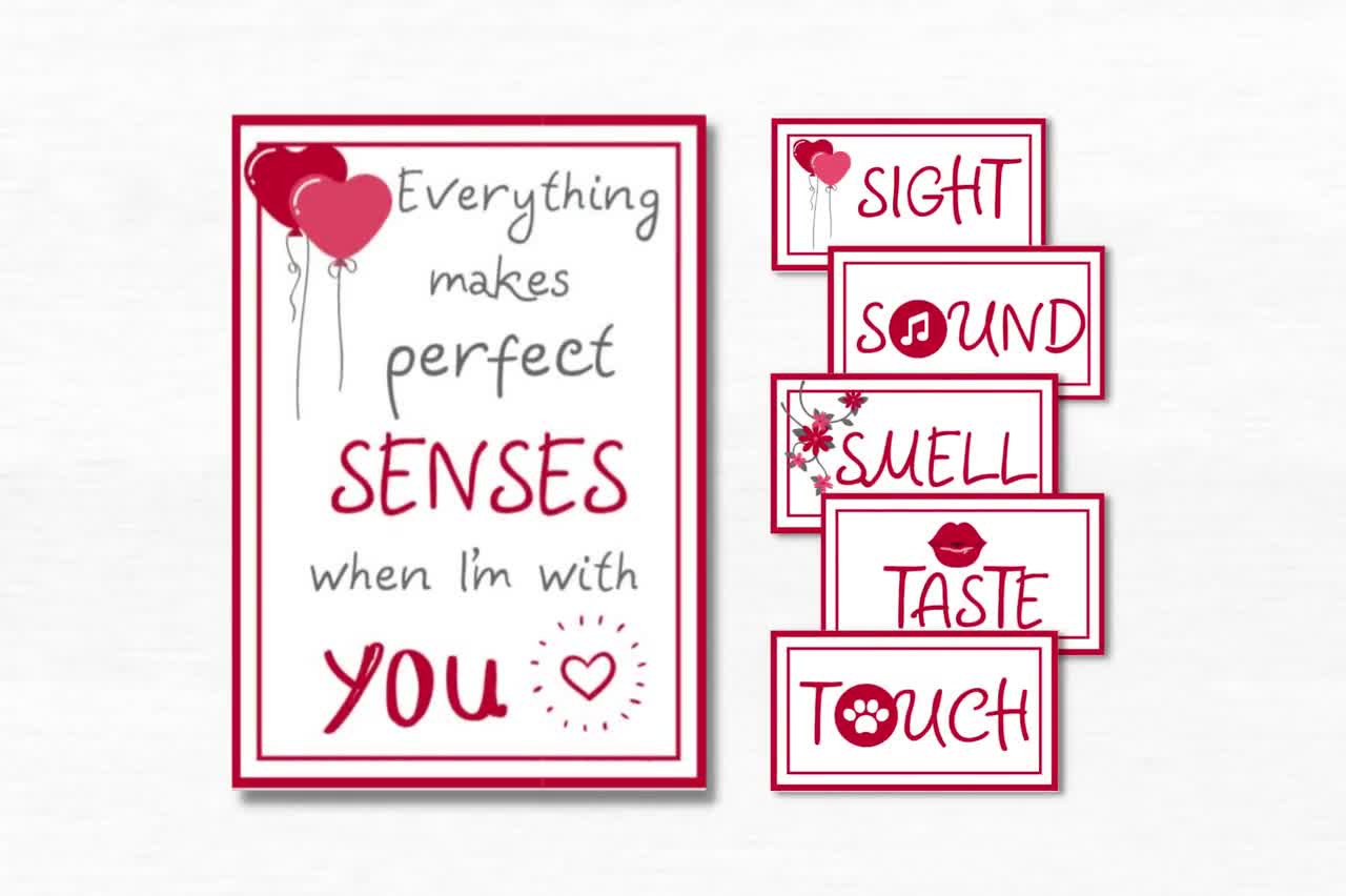 5 Senses Gift Tags One Year Anniversary Gifts for Boyfriend Care Package  for Him Everything Makes Perfect SENSES When I Am With You 