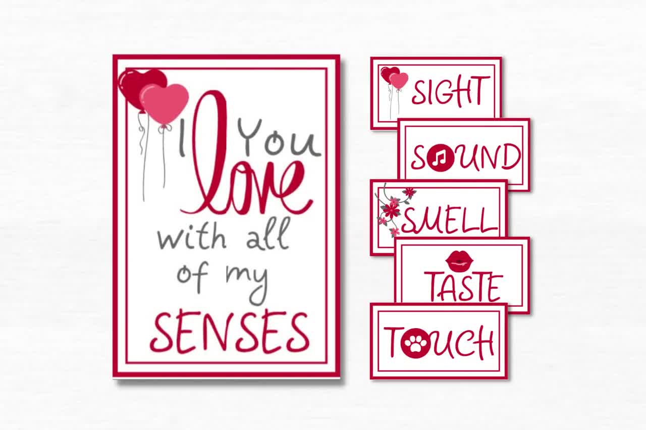 5 Senses Gift Tags 1 Year Anniversary Gifts for Boyfriend Care Package for  Him Romantic Gifts for Him I Love You With All of My Senses 