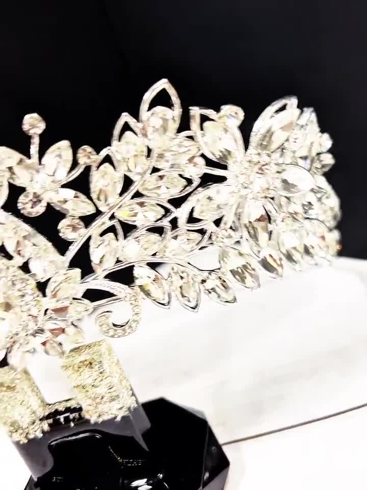 KICOSY Tiara Plateada, Coronas De Boda, Velos Para