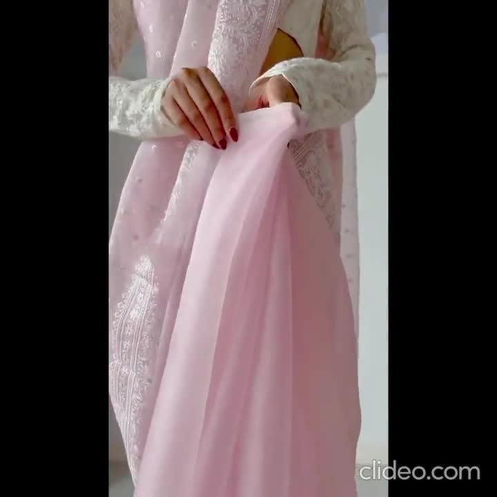 Farheen Panjwani Rani Pink Sequinwork Satin Organza Saree