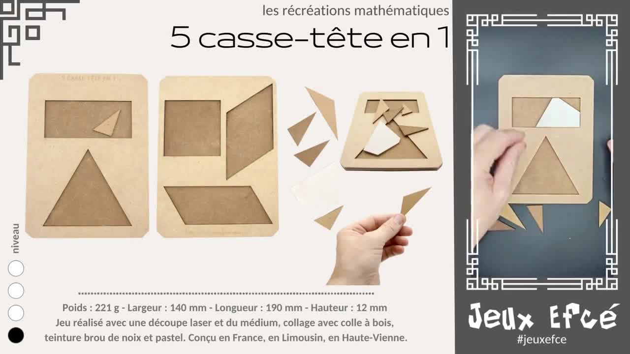 casse tete en bois puzzle tangram marqueterie