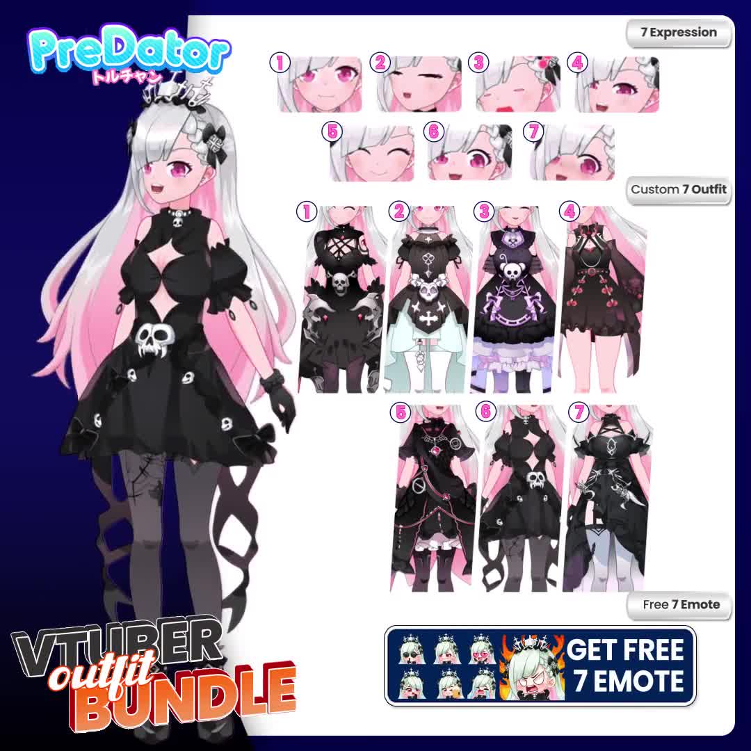 カスタマイズ可能な究極のゴシックVtuberキット：Live2Dモデルと無料