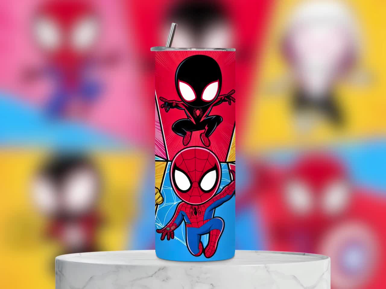 Opakowanie na kubek z motywem superbohatera Spidey PNG: 20-uncjowy wzór sublimacji (pobranie cyfrowe) video poster