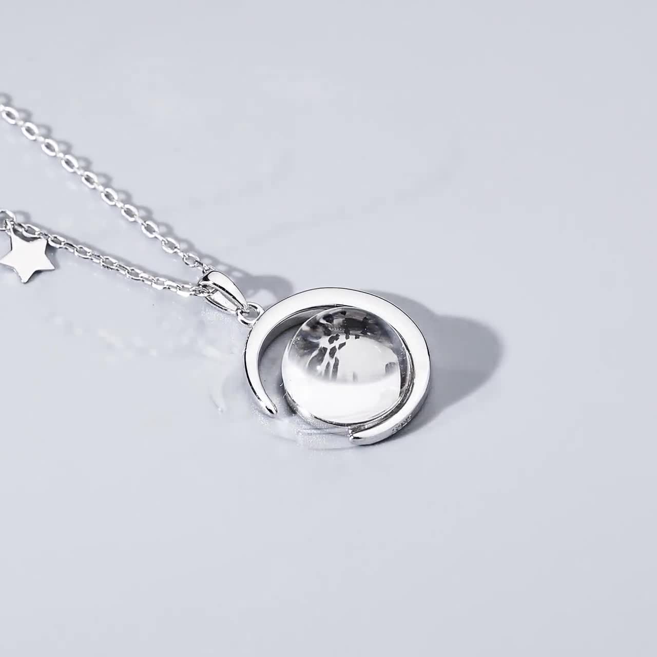 Authentic Moon Dust Crescent Series Necklace (From Lunar Meteorite NWA–  Space & Meteorite Co