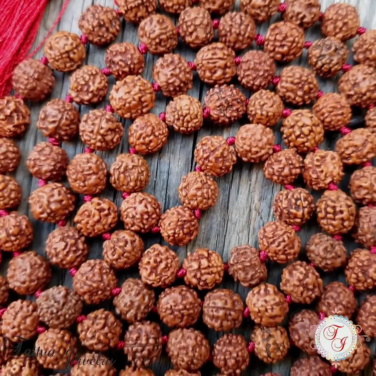 Mala Rudraksha Autentico Nepal 108 Perline 8mm - Collana Di Preghiera Originale Con Certificato