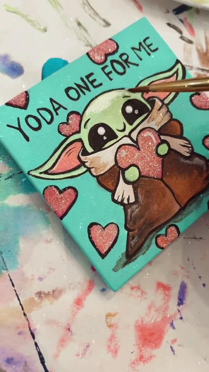 Hand-Painted Grogu Mini Canvas Art, Yoda One For Me, with Easel video poster