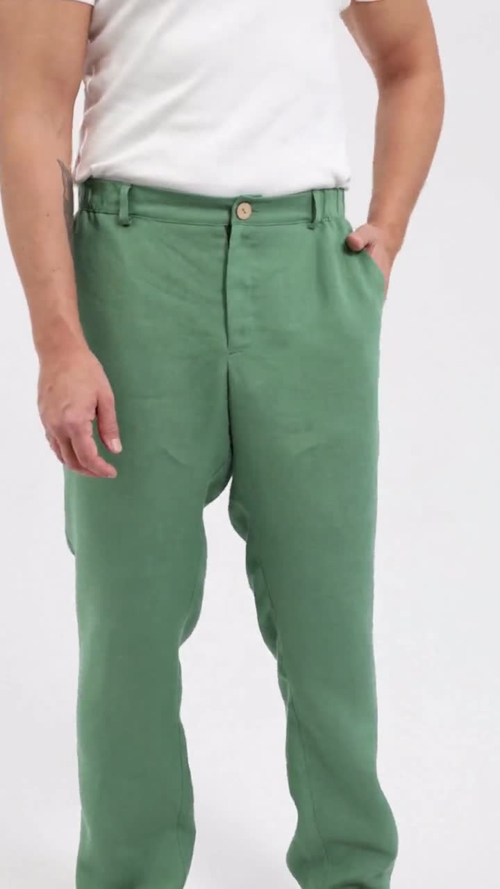 white linen dress pants mens N.Peal Men's Atrani Linen Pant White main image 0