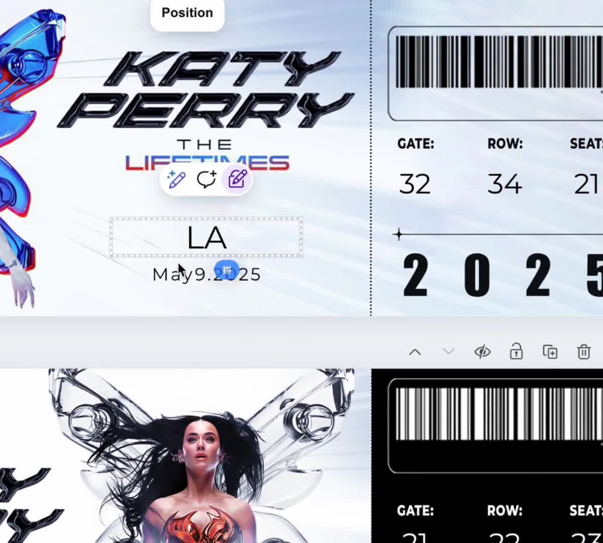 編集可能なケイティ・ペリーのコンサートチケット - ライフタイムズ