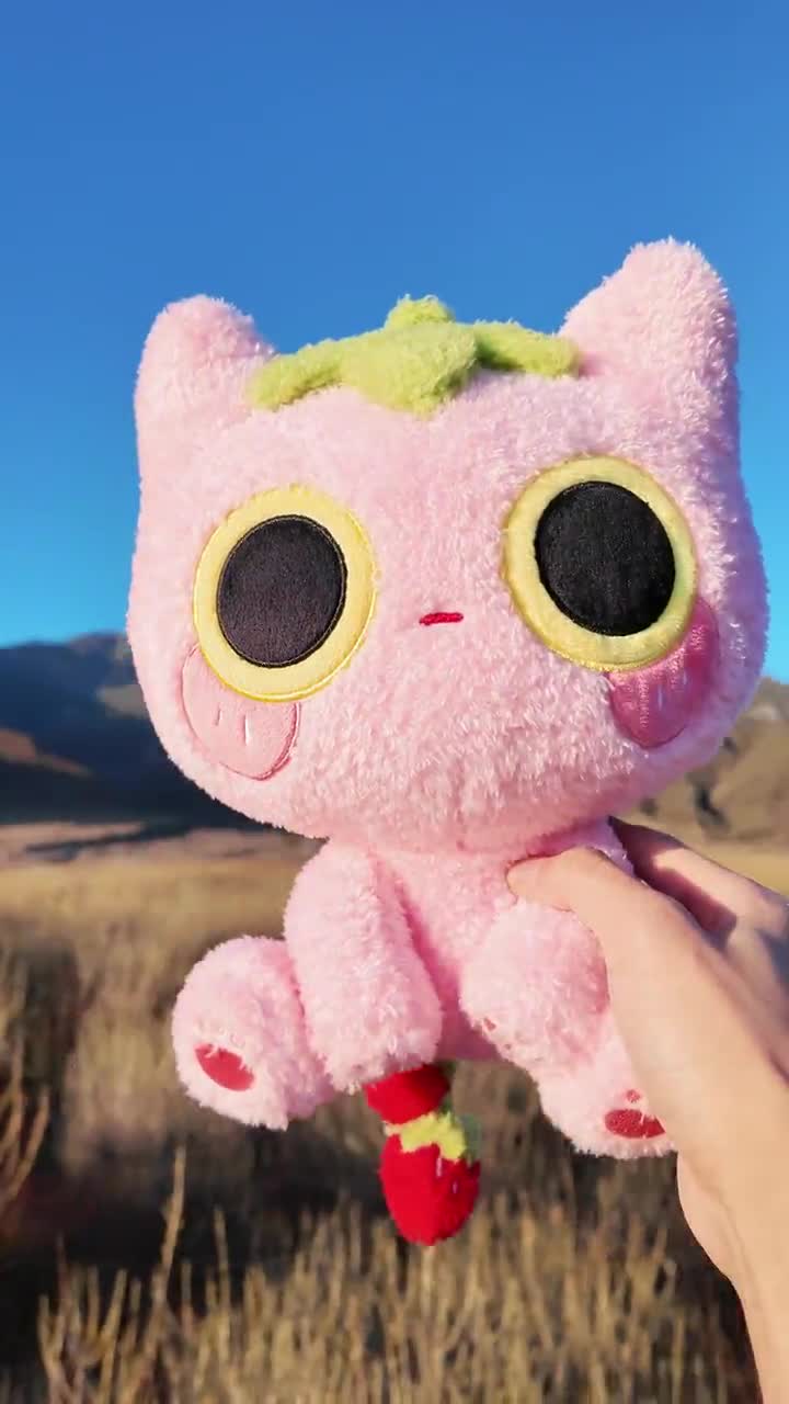 Strawberry Cat Plushie: Kawaii Strawmi Kitty Toy Collectible - Etsy