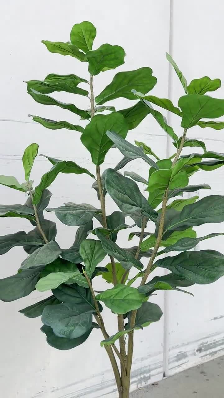 Artificial Fiddle Leaf Fig Tree Plant in Black Pot | Faux Fiddle Tree | Realistic Fake Tree Silk Plant | Home Office Plant Potted video poster