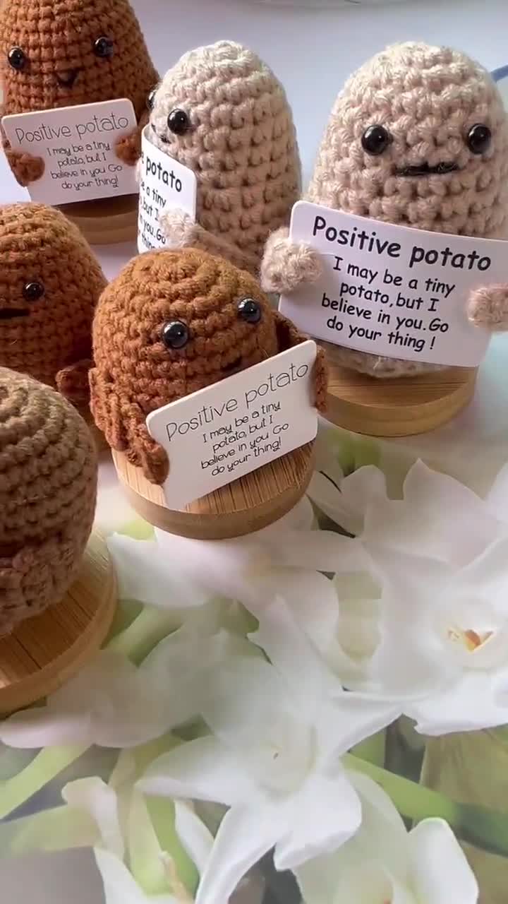 Funny Positive Potato with Positive Card Mini Positive Potatoes  Inspirational Crochet Dolls Home Room Party Decoration - AliExpress