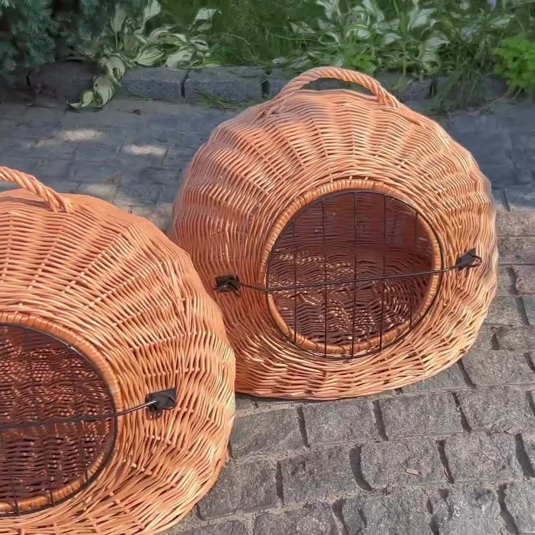 Wicker Carrier Honey Wicker Pet Basket With Removable Mesh Cover