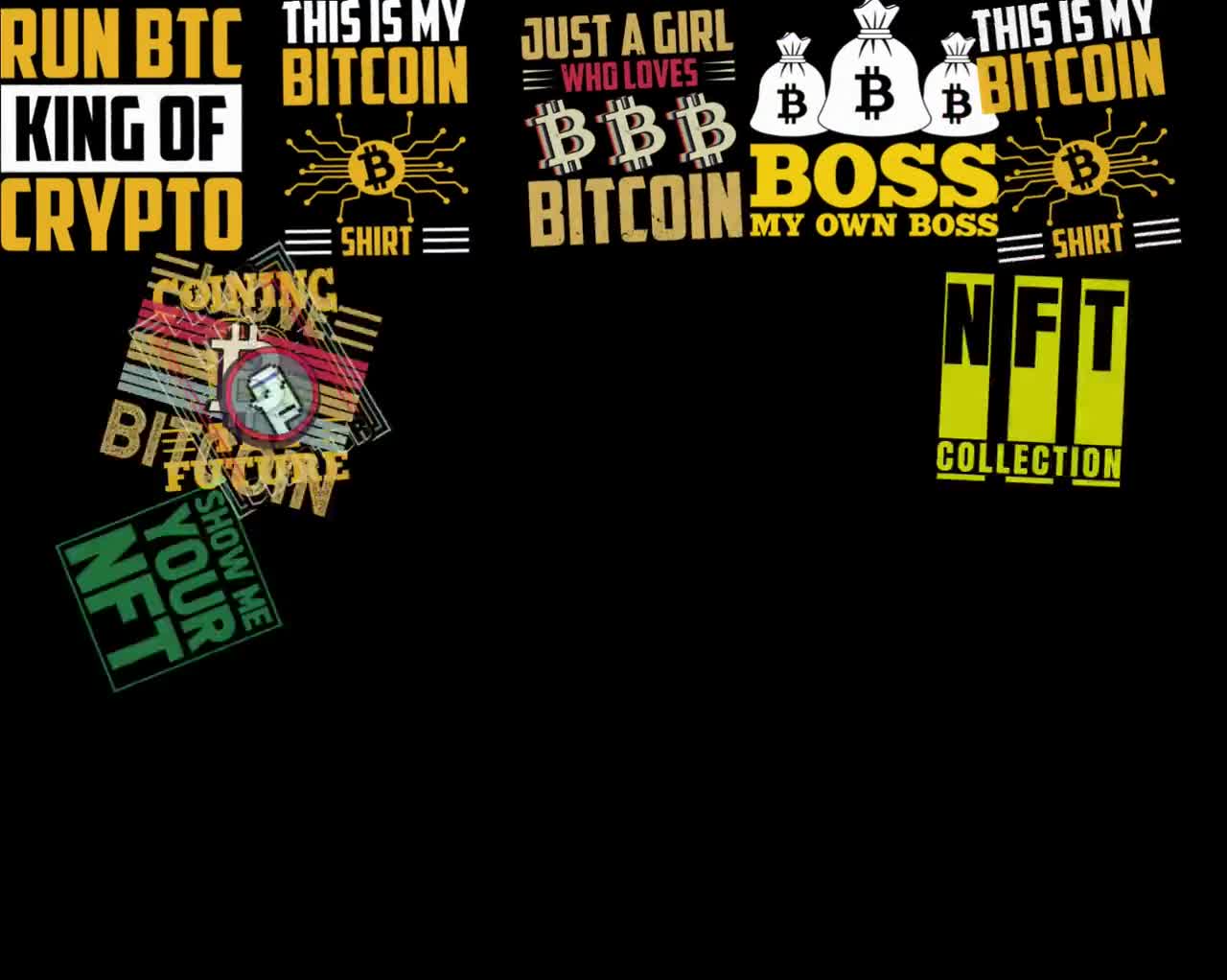 60 Bitcoin Crypto PNG EPS Bundle: Trader T-Shirt Designs (Digital Download)