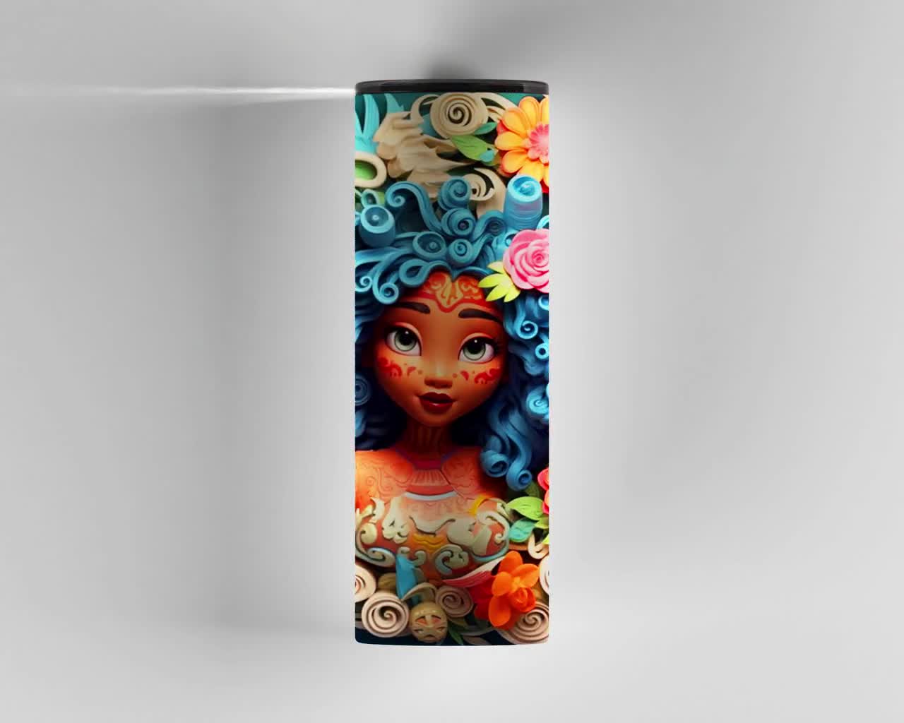 3D Inflated Moana tumbler design, 20 oz skinny tumbler design, sublimation image, tumbler wrap, Moana cup, Moana sublimation, tumbler design video poster